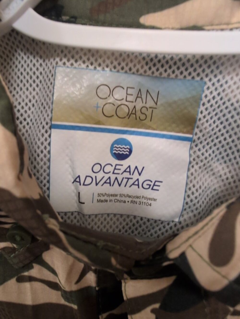 Ocean + Coast Shirt Youth L Camouflage Pattern Long Sleeve Fishing NWT - Picture 2 of 11
